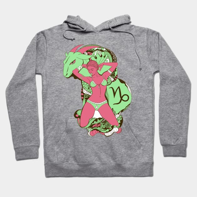 Pink Mint Capricorn Beauty Hoodie by kenallouis